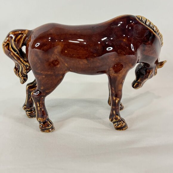 Vintage Rich Dark Brown Glazed Porcelain Horse Figurine - Picture 5 of 10